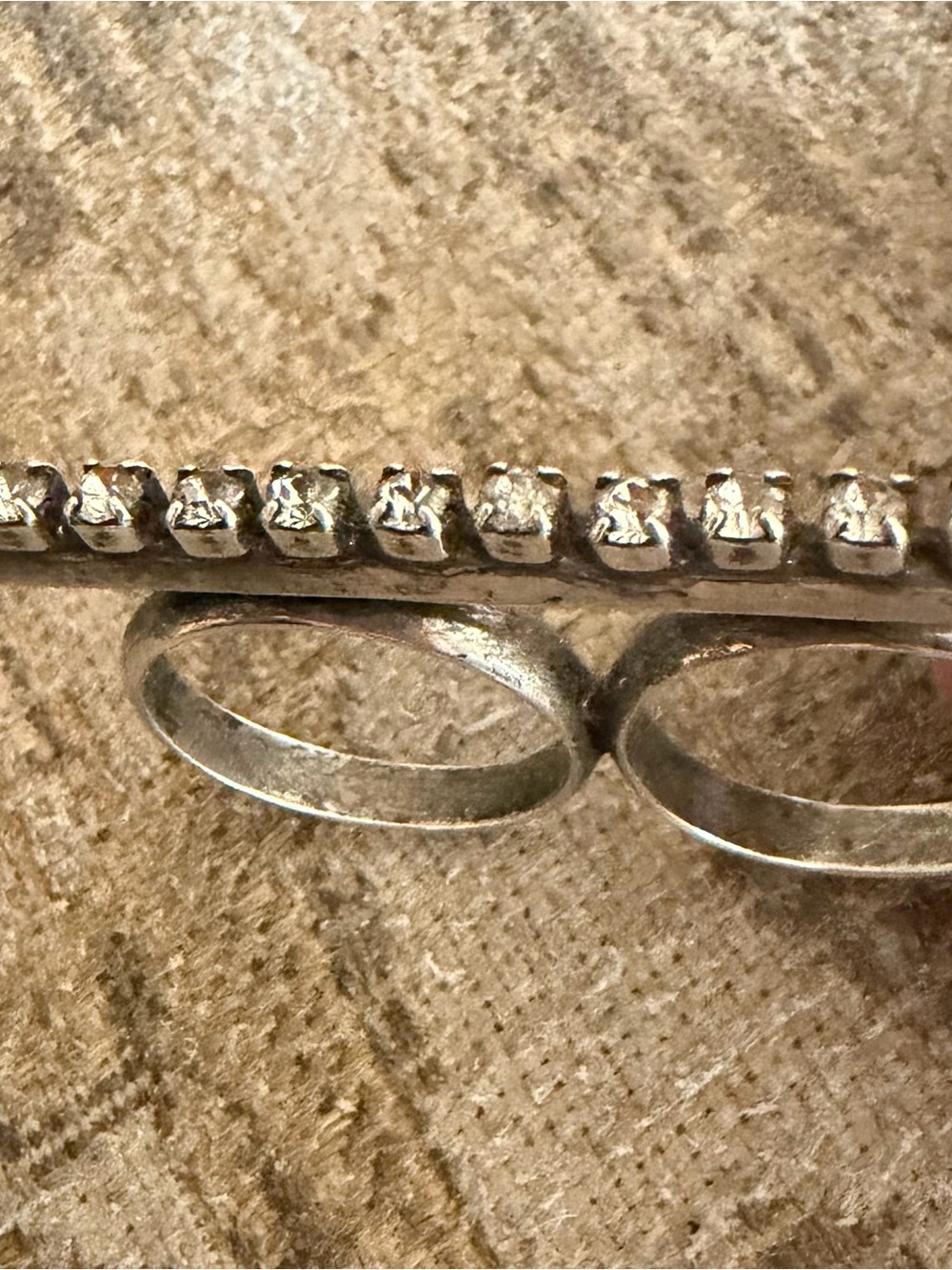 Silver Double finger CZ BAND RING. SIZE 6 -6-1/2. Never worn, modern jewelry